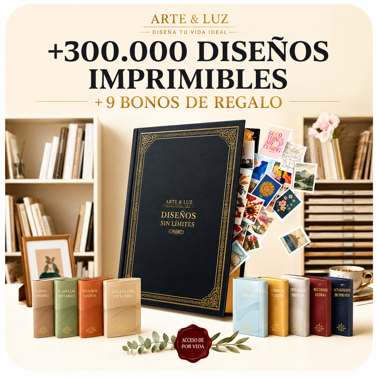 +300.000 Diseños Imprimibles + 9 Bonus de Regalo